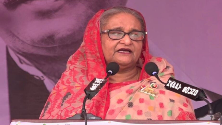 প্রধানমন্ত্রী শেখ হাসিনা নিজ নির্বাচনী এলাকায় নৌকা মার্কায় ভোট চেয়েছেন