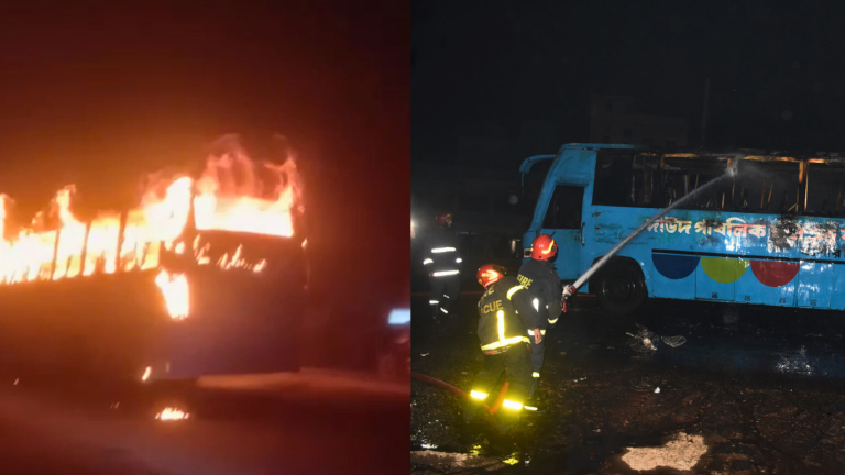 যশোরে দাউদ পাবলিক স্কুলের চলন্ত বাসে অগ্নিকান্ড