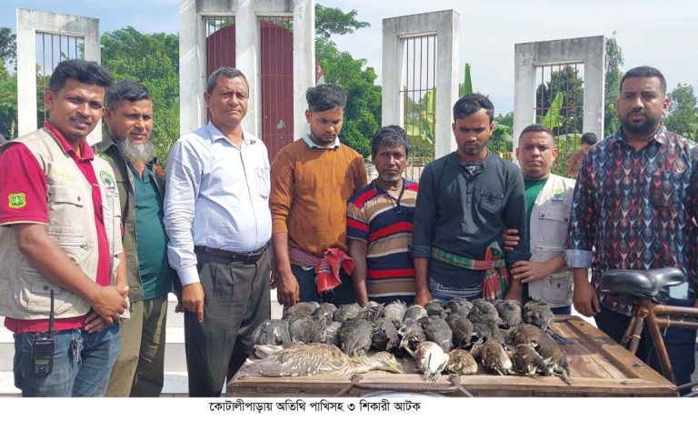 কোটালীপাড়ায় ৩পাখি শিকারীকে সাজা দিয়েছে ভ্রাম্যমাণ আদালত