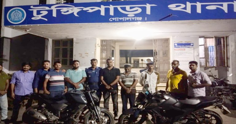 টুঙ্গিপাড়ায় চোরাই মোটরসাইকেল সহ চোর চক্রের দুই সদস্য গ্রেপ্তার 